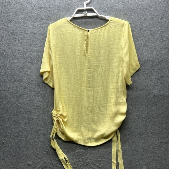 Nordstrom Vince Camuto Side Drawstring Rumple Blouse Top Women's Medium Yellow - Picture 7 of 8